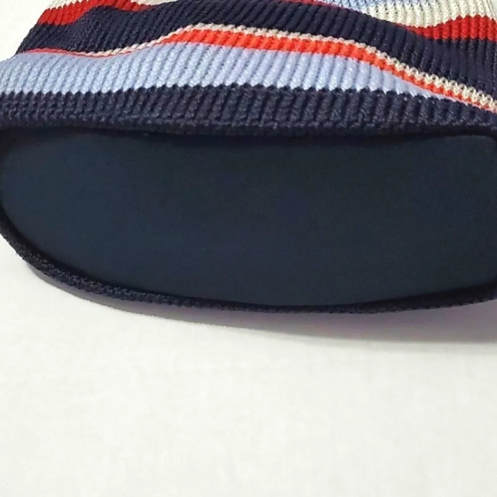 Worthington Retro Y2K Blue Striped Top Handle Knitted Mini Hobo Bag